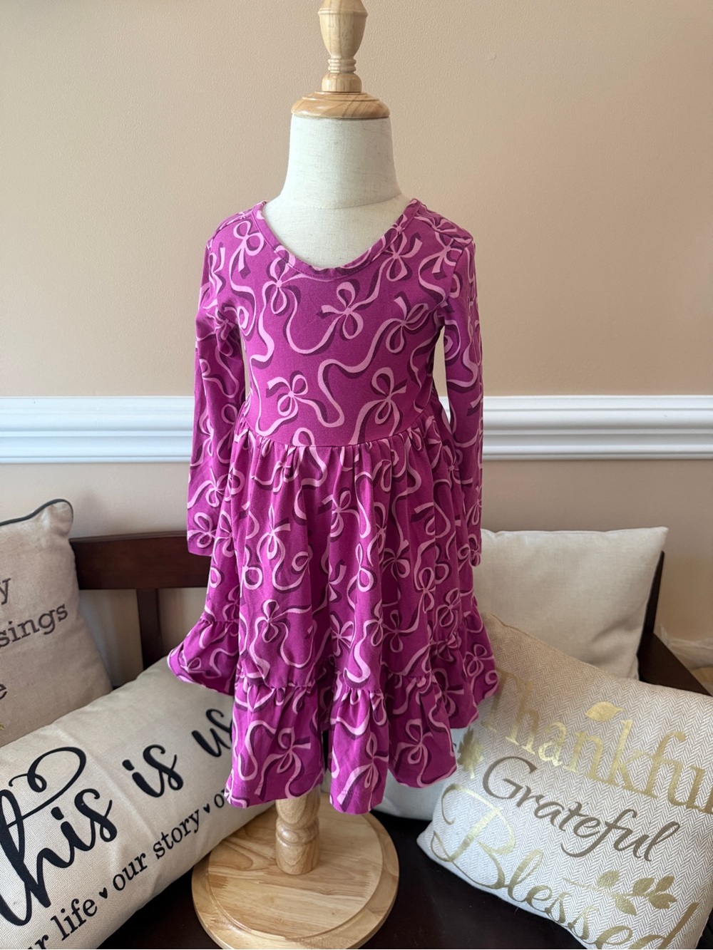 Hanna Andersson Pink Swirl Long-Sleeve Tiered Dress